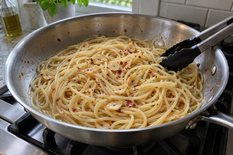 Vend pastaen blank – Spaghetti aglio e olio med hvidløg og persille