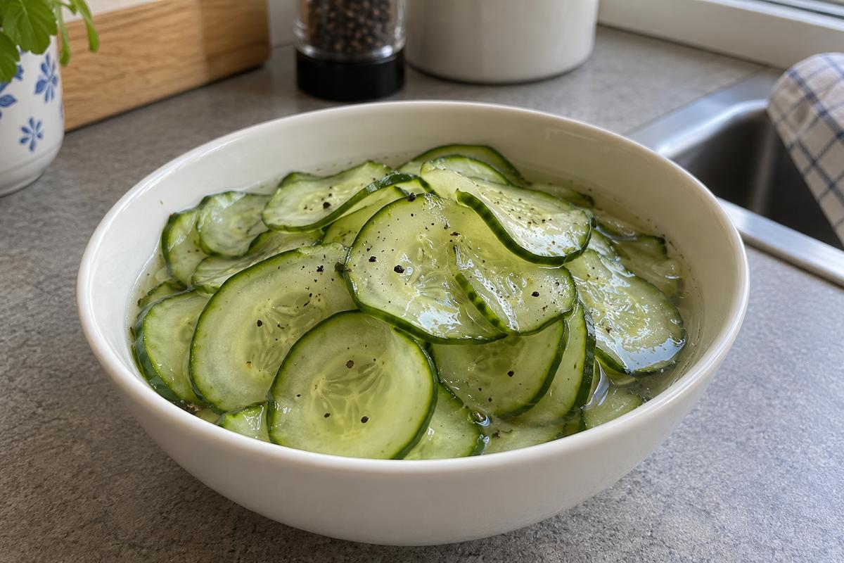 Agurkesalat med sød eddikelage