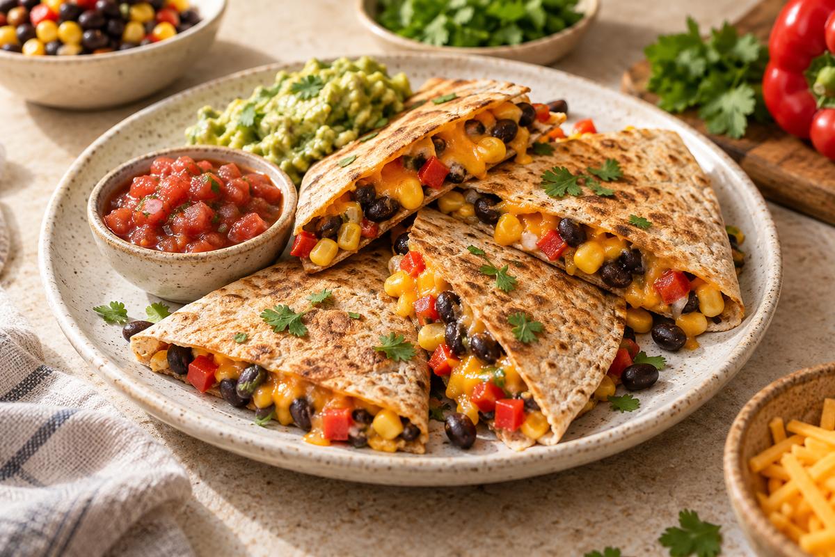 Quesadillas med sorte bønner og cheddar