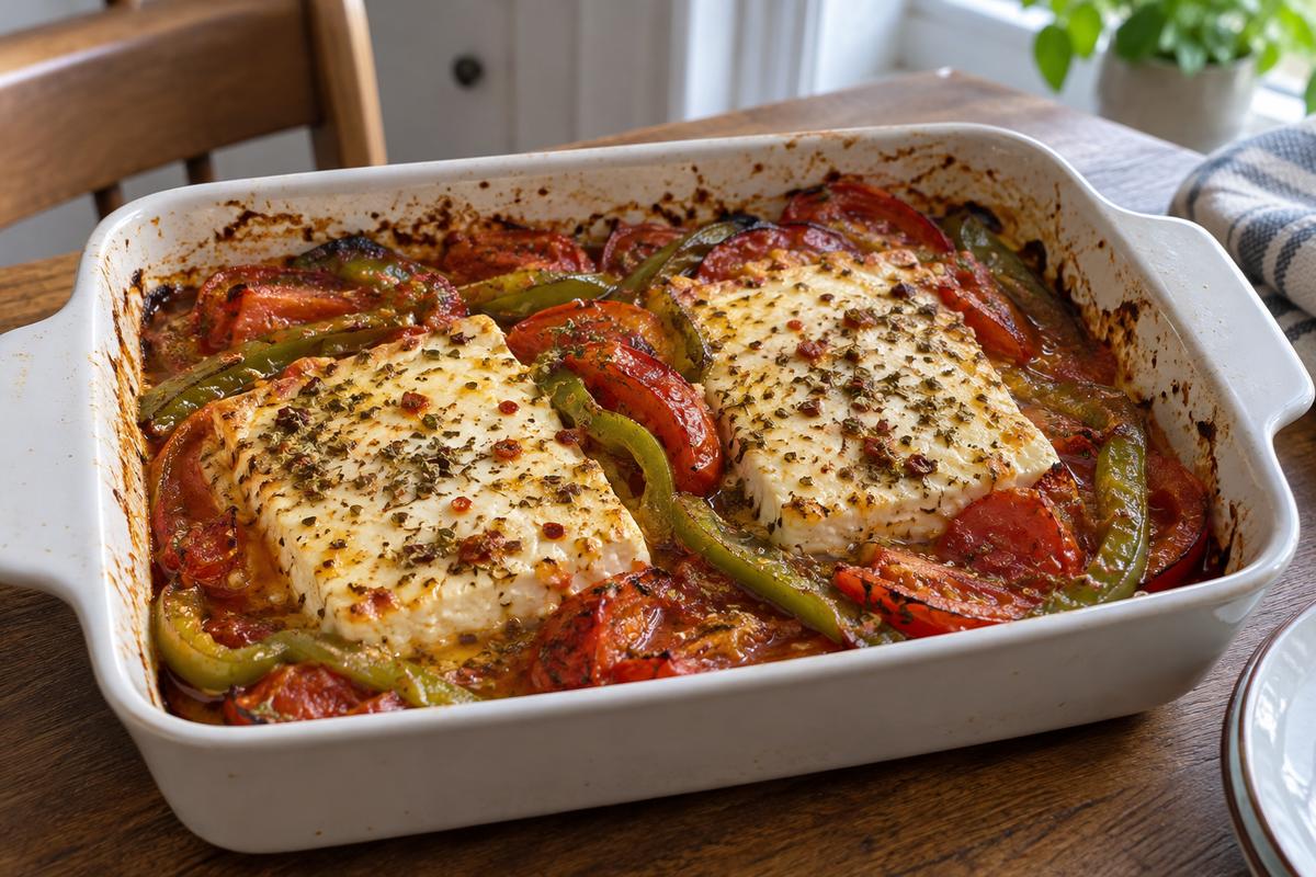 Bouyiourdi – ovnbagt feta med tomat og peber