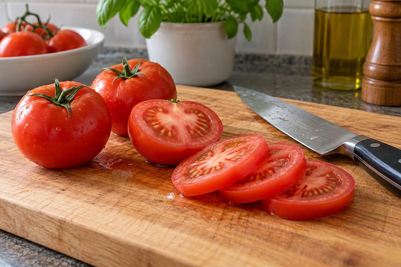 Skær tomaterne – Caprese med tomat, mozzarella og basilikum