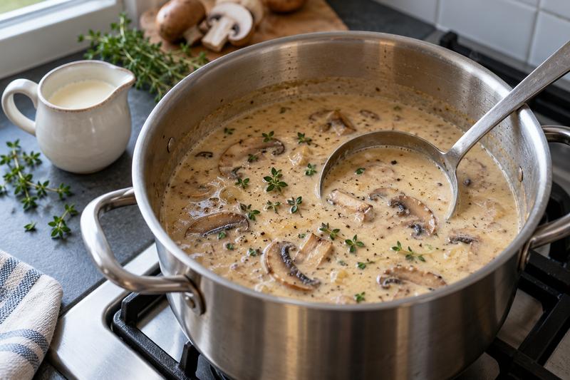 Lad suppen samle sig – Champignonsuppe med fløde og timian