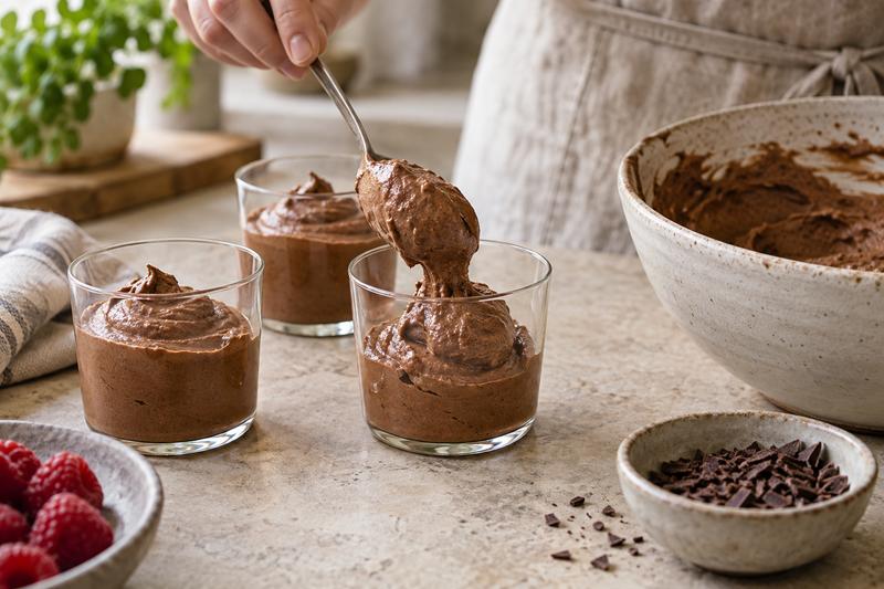 Fordel og giv moussen ro – Chokolademousse med mørk chokolade
