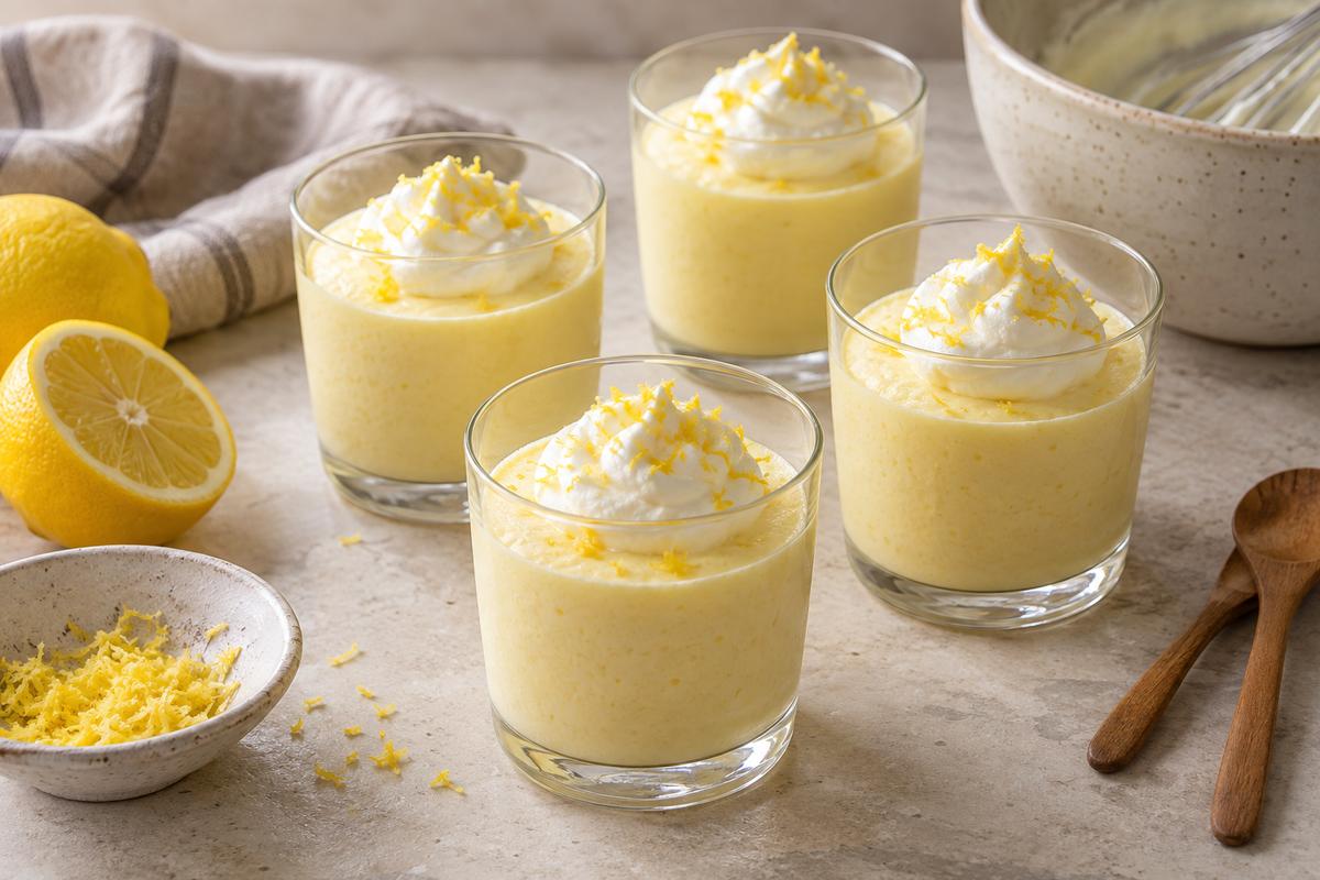 Citronfromage med flødeskum og citronskal