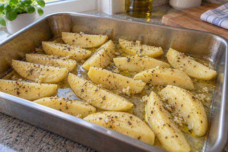 Fordel citronblandingen i fadet – Græske citronkartofler med oregano