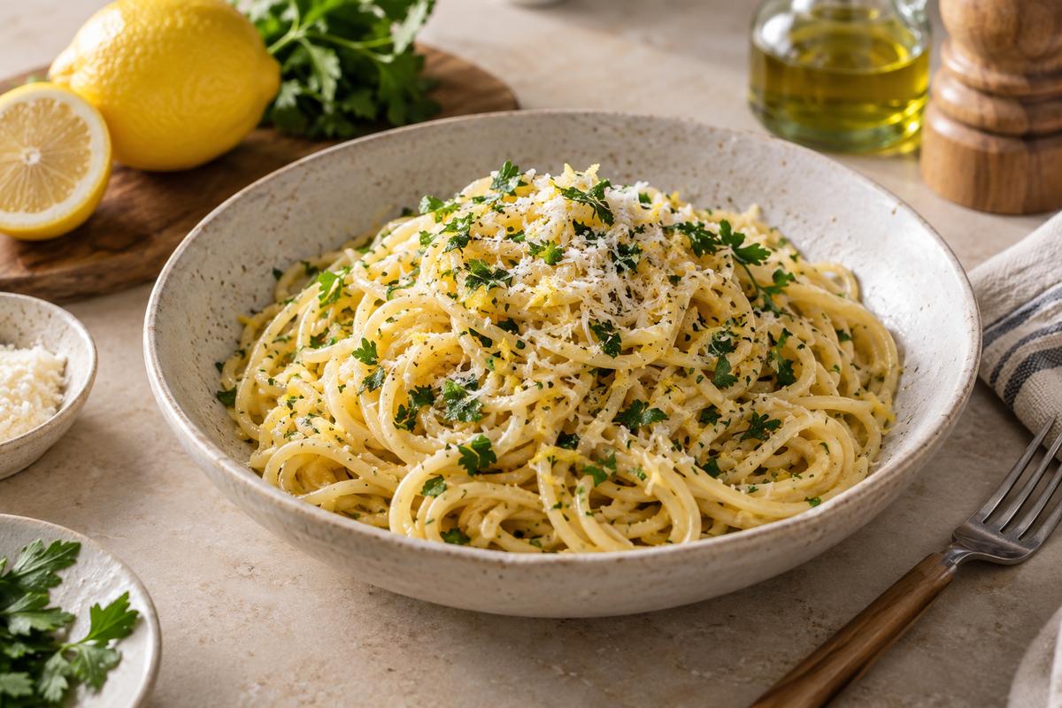 Citronpasta med parmesan og persille