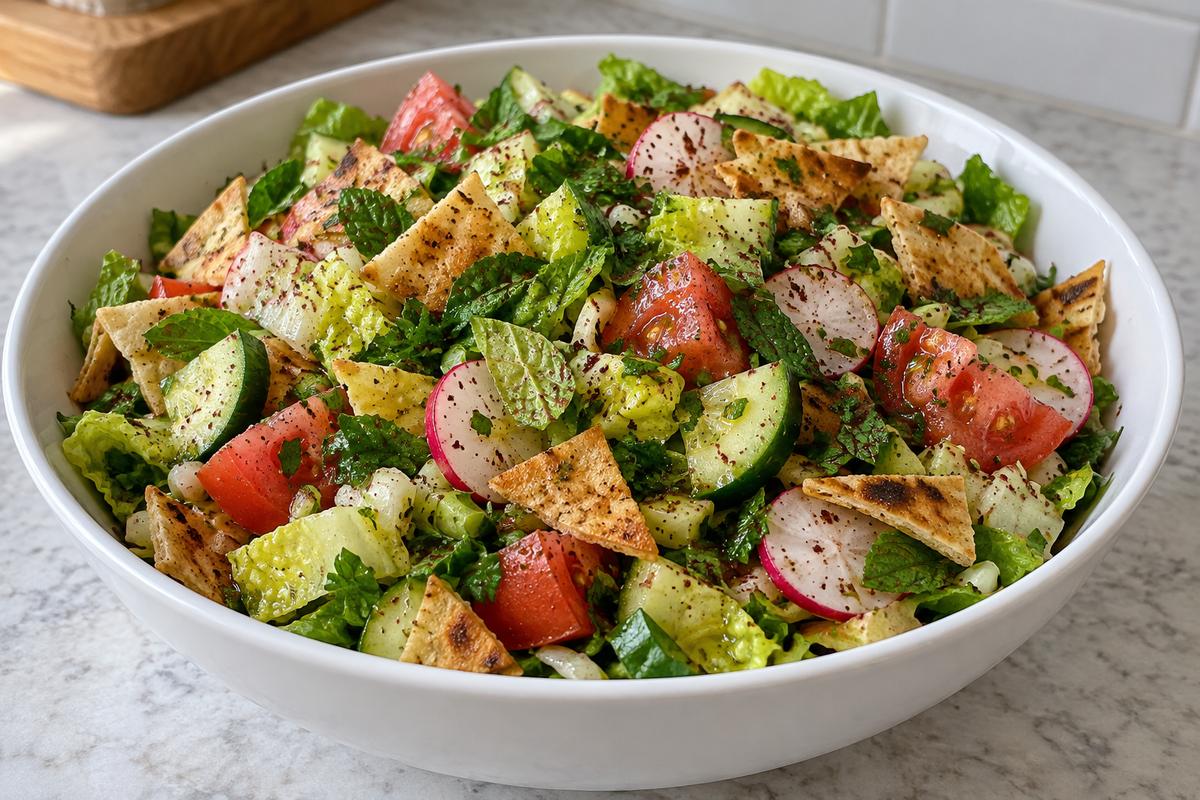 Fattoush med sprødt pitabrød og sumak