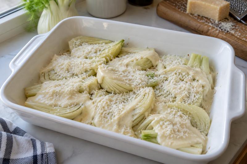 Bag til toppen får farve – Fennikelgratin med parmesan