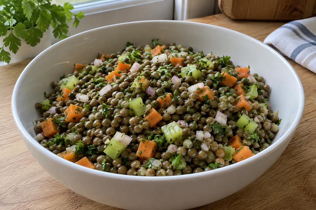 Fransk linsesalat med sennepsdressing