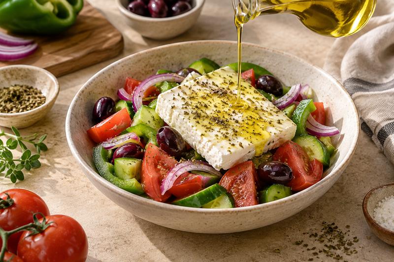 Læg feta på toppen – Græsk salat med feta og oliven