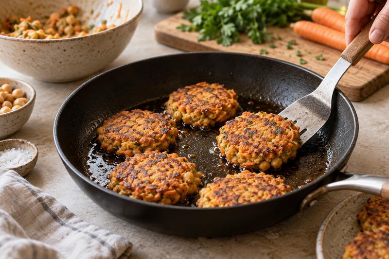Steg i små hold – Grønne frikadeller med kikærter
