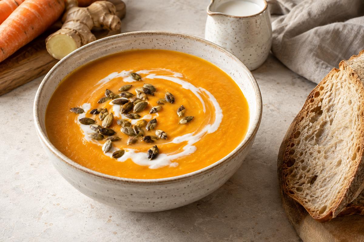 Gulerodssuppe med ingefær og kokosmælk