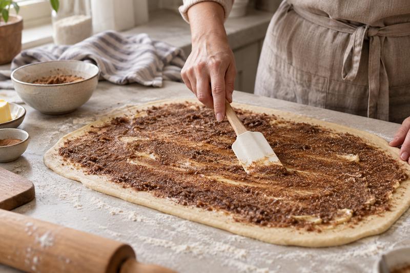 Ælt og rul dejen – Bløde kanelsnegle med brun farin