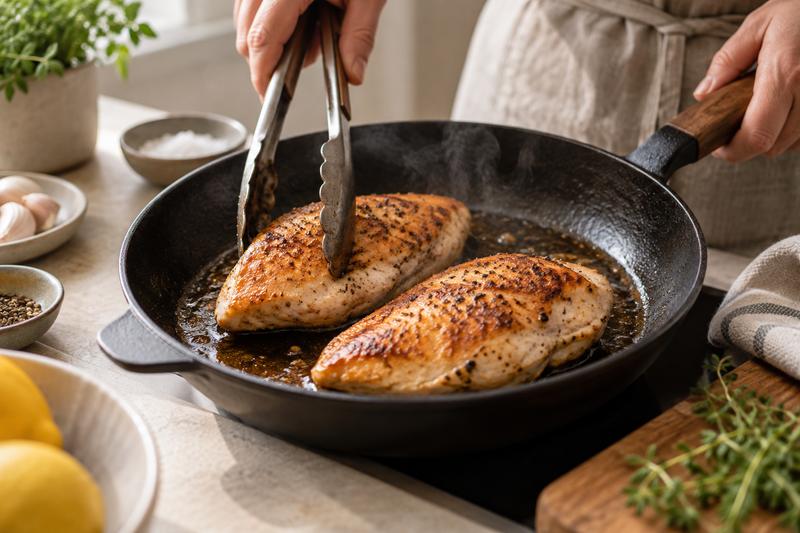 Brun kylling og lav sauce – Kylling i fad med peberfrugt