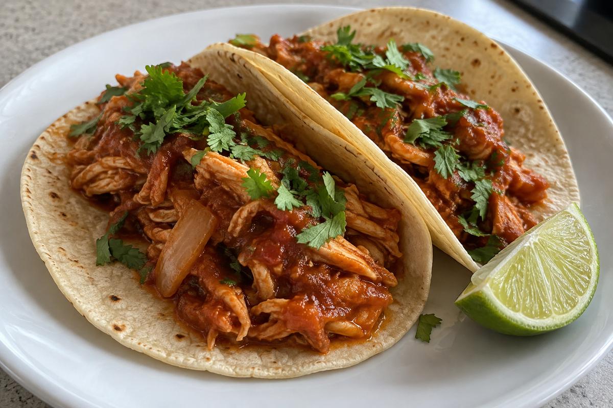 Kylling tinga i tortillas med lime