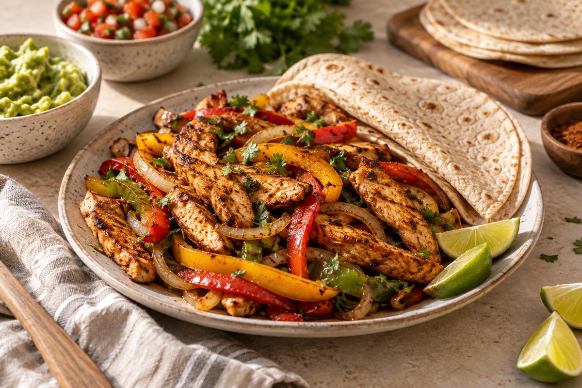 Kyllingefajitas med peberfrugt og lime