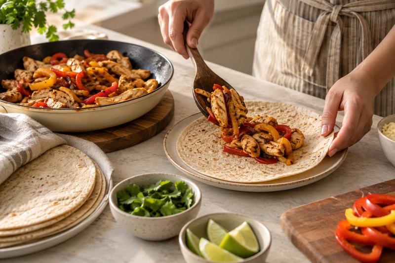 Fyld de varme tortillas – Kyllingefajitas med peberfrugt og lime