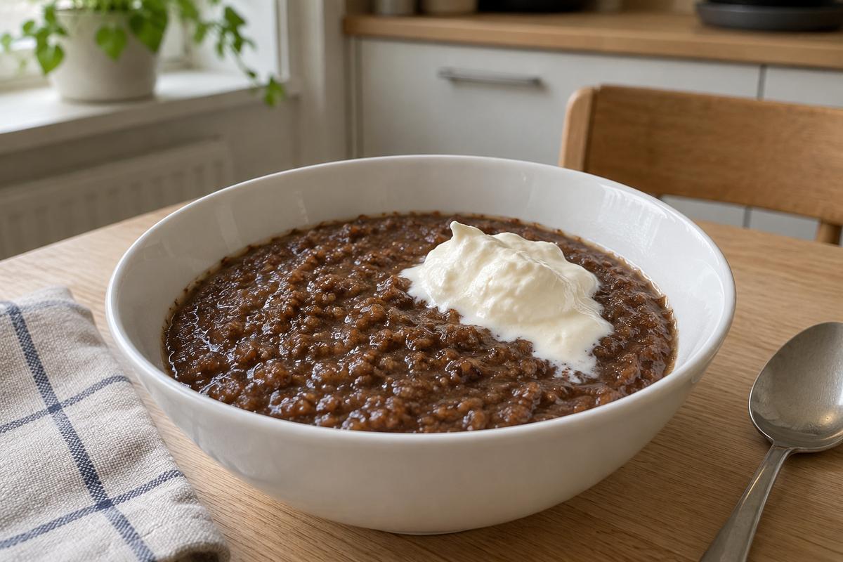 Øllebrød med letpisket fløde