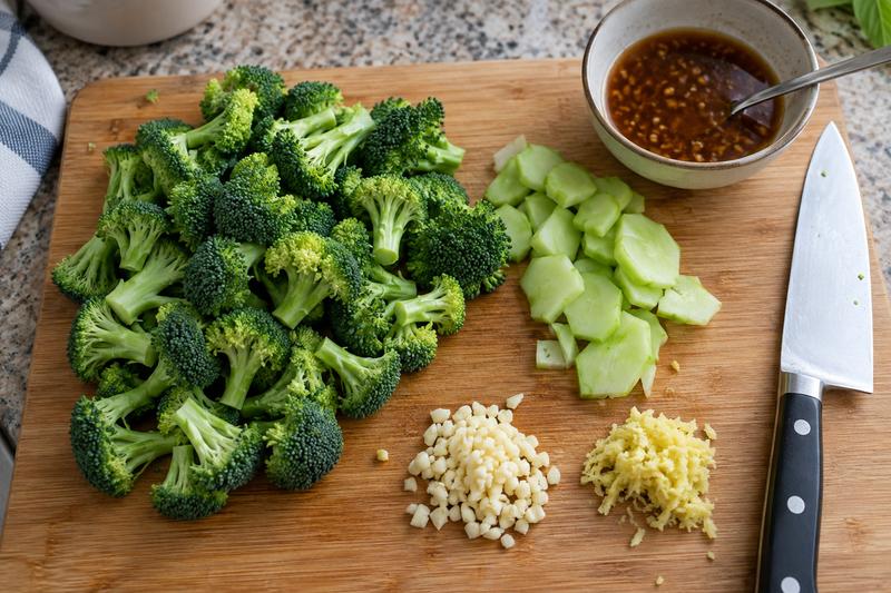 Klargør kød, broccoli og sauce – Oksekød med broccoli og ingefær