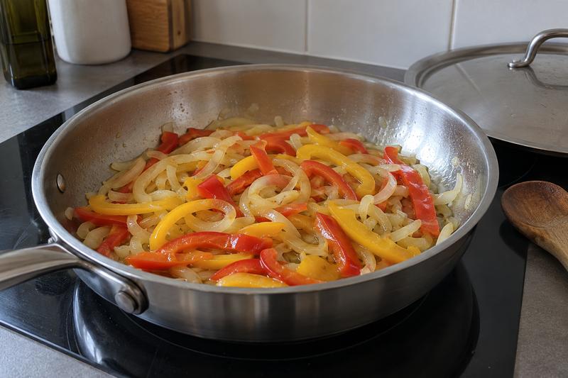 Lad løg og peberfrugt blive bløde – Peperonata med peberfrugt og tomat