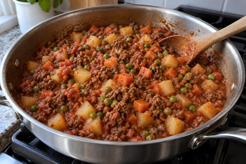 Lad kartoflerne koge møre i saucen – Picadillo med oksekød og kartofler