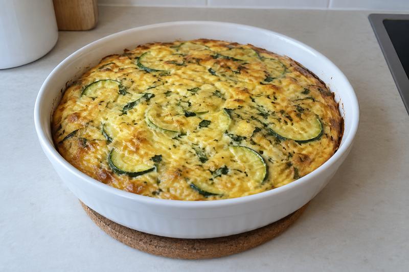 Bag frittataen og lad den sætte sig – Squashfrittata med basilikum og ost