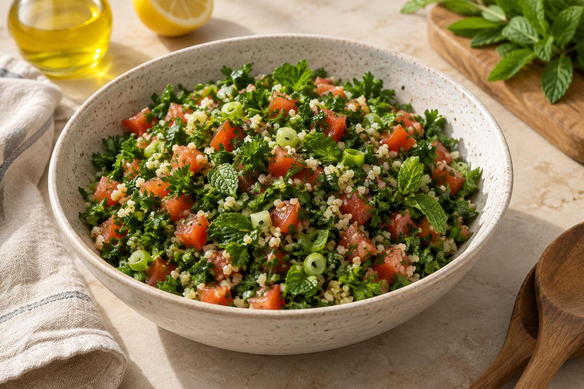 Tabbouleh med persille, mynte og fin bulgur