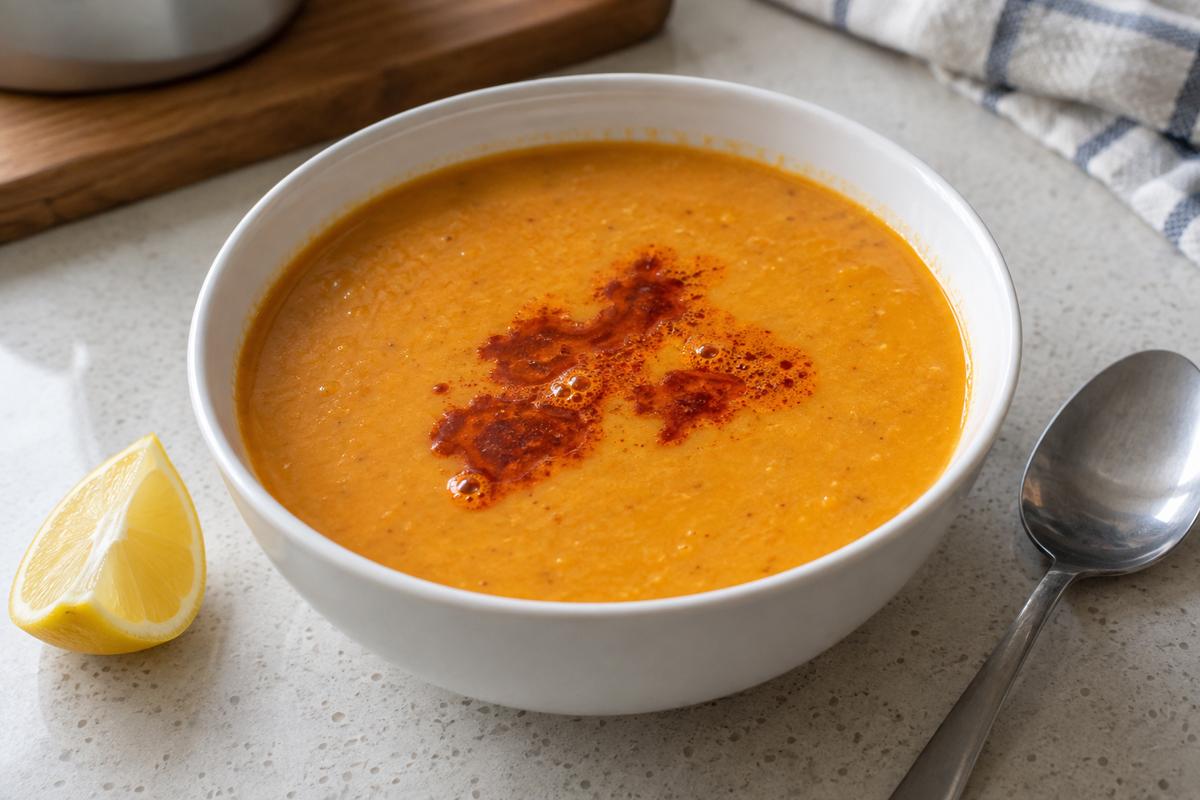 Tyrkisk linsesuppe med citron og paprikasmør