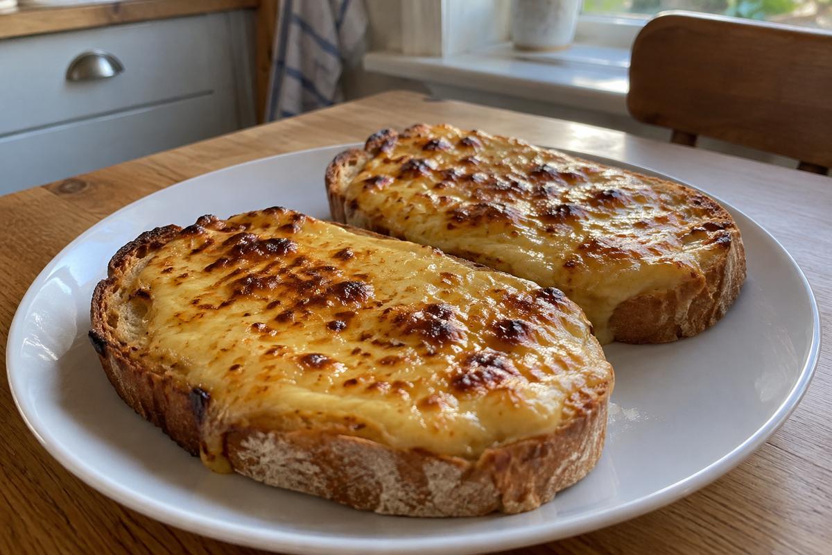 Welsh rarebit med cheddar og sennep