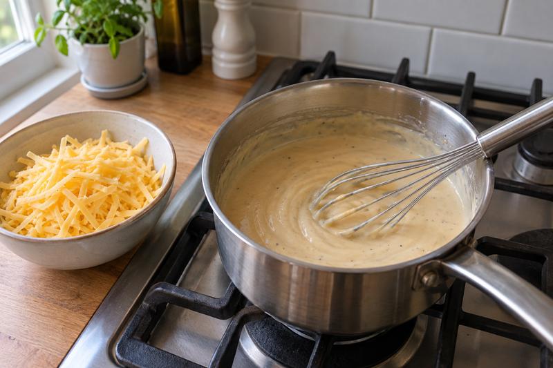 Rør en tyk cheddarcreme – Welsh rarebit med cheddar og sennep